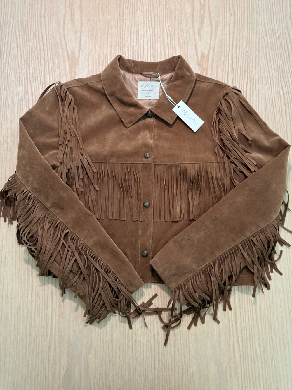 Rylee + Cru Brown Suede Fringe Jacket